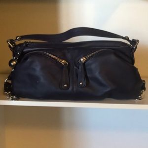 Moschino eggplant colored kid leather bag